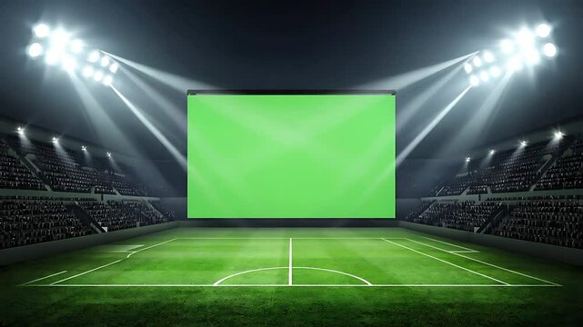 Green Screen Stadium:  Blank Jumbotron in Illuminated Arena