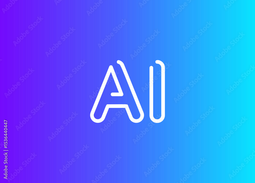 Poster AI Outline Logo Monogram Design For Tech, Chatbot, Virtual Assistant, Neural Network, SaaS, Smart Digital Tool. Perfect For Startup of Communication System and Automatisation. Vector Illustration