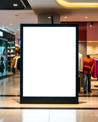 Blank advertising billboard in modern shopping mall