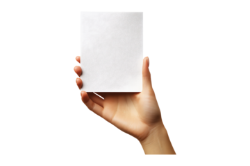 Hand hold paper isolated on transparent background