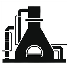 ( Heat Treatment Furnace)Vector silhouette of a heat treatment furnace./A clean, minimalist, vector graphic of a heat treatment furnace.