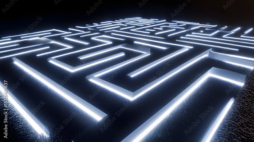 Aufkleber a mind-bending maze of illuminated geometric lines and patterns, representing the intricacies and in