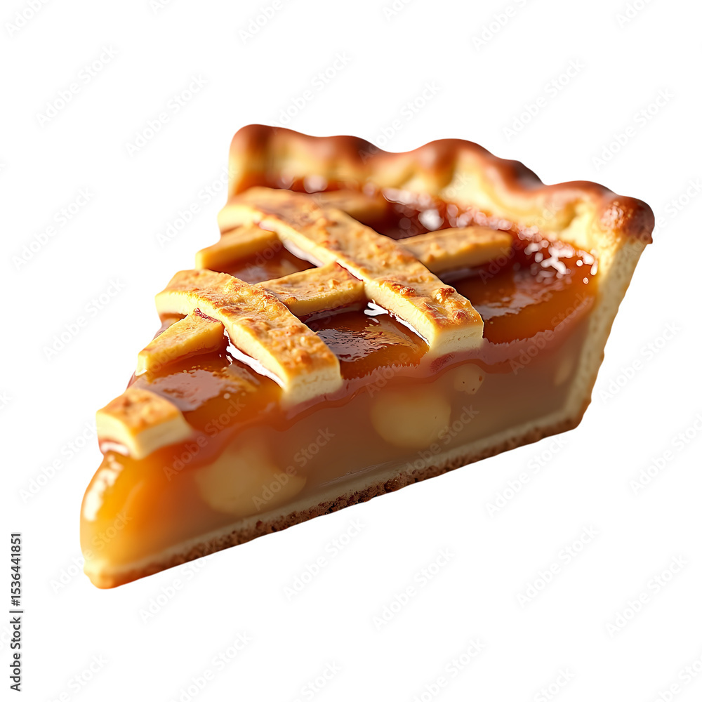 Poster a slice of apple pie with lattice crust isolated on transparent background