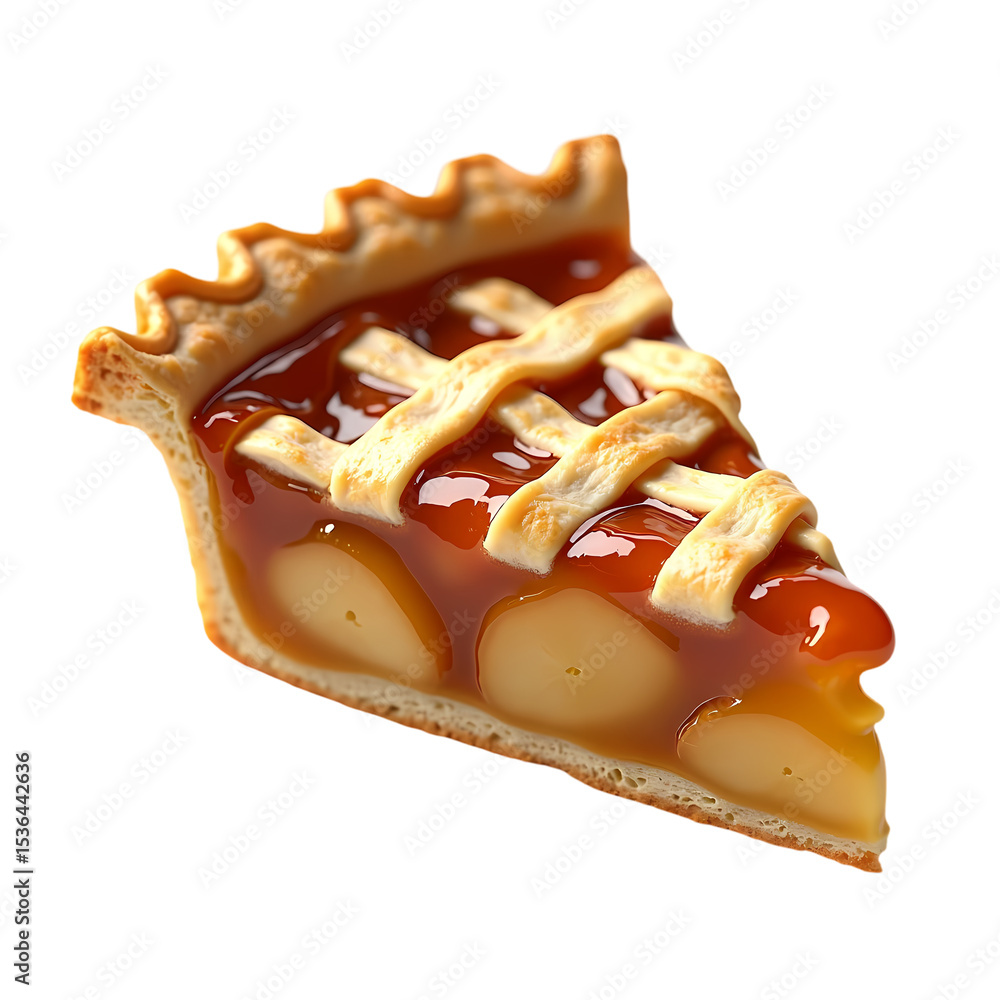 Poster a slice of apple pie with lattice crust isolated on transparent background