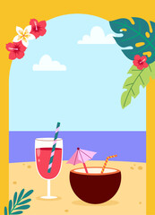 Flat summer time background illustration