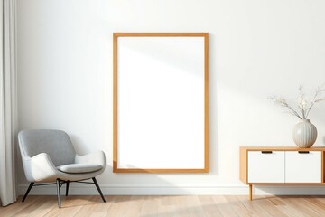 Modern living room mockup with blank frame