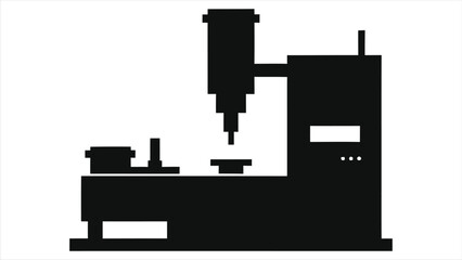 ( Injection Molding Machine)Vector Silhouette of a modern industrial machine/A simple, clean silhouette of a complex industrial machine.