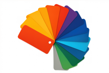 Color palette featuring vibrant hues, spanning rainbow spectrum, supporting graphic and interior design creative processes