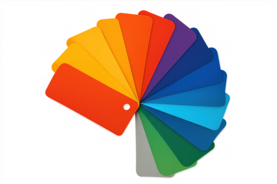 Color palette featuring vibrant hues, spanning rainbow spectrum, supporting graphic and interior design creative processes