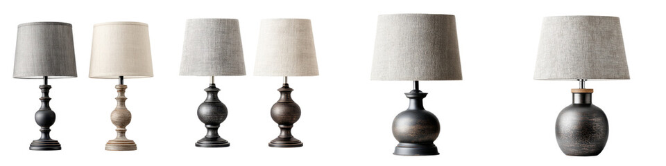 Assortment of modern table lamps for home decor