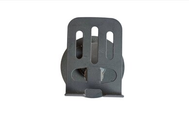 Metal adjustable phone holder. Closeup view of new single metal alloy adjustable phone holder...