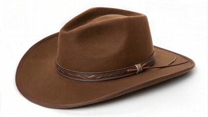 Brown felt cowboy hat isolated on white