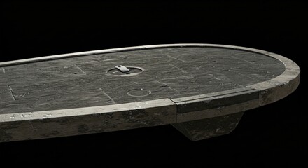 a concrete bench with a clock on it