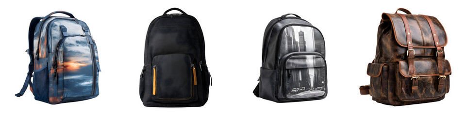 Fototapeta premium Diverse collection of stylish and functional backpacks