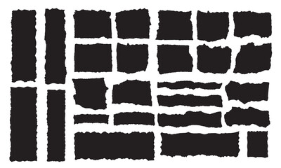 Pieces of paper with ripped torn, jagged edges for a vintage, retro style collage black vector