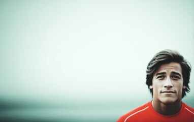 Portrait of a young man in a red shirt