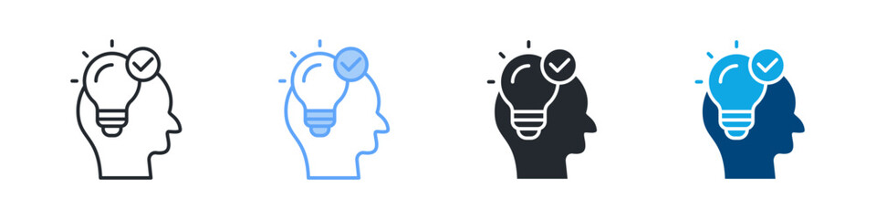 Mindset Icon Set Multiple Style. Design In Outline, Blue, Glyph, Dualtone