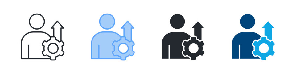 Self Growth Icon Set Multiple Style. Design In Outline, Blue, Glyph, Dualtone