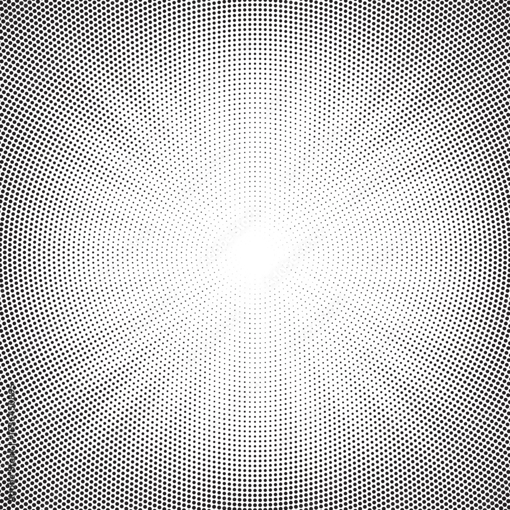 Aufkleber Dotted background. Abstract halftone concentric pattern. Gradient mosaic radial texture. Vector illustration.
