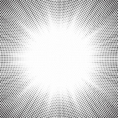 Dotted background. Abstract halftone concentric pattern. Gradient mosaic radial texture. Vector illustration.