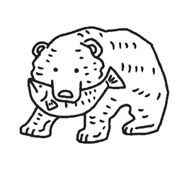 木彫りの熊の手描きイラスト