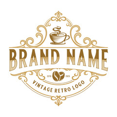 coffee logo illustration design. a cup of coffee with a vintage style, very suitable for coffee businesses, coffee shops, labels etc