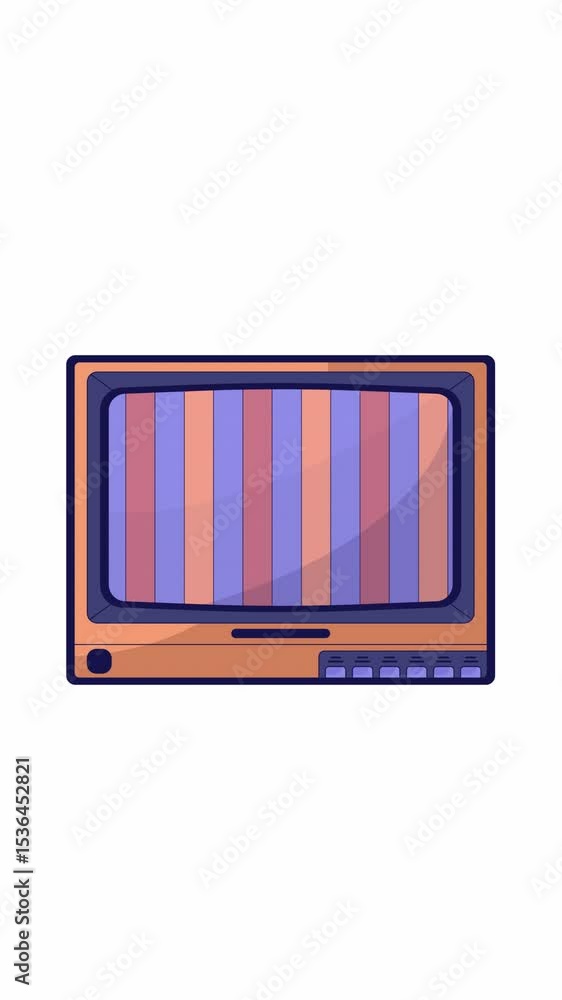 Aufkleber retro television with static vertical stripes 2d cartoon vertical animation. tv no signal. broadcast