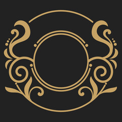 Vintage gold circle frame for vintage text graphic element