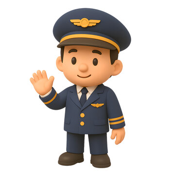 3d cartoon character of a pilot on white background