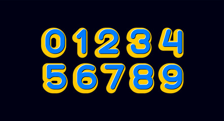 Rounded numbers, kids numerals 0 to 9 made in holiday style, vector illustration 10EPS.