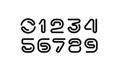 Modern numbers set, trendy numerals 1,2,3,4,5,6,7,8,9 made segment rounded line, vector illustration 10EPS