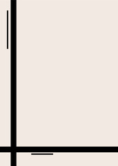 Minimalist abstract background featuring bold black lines forming an incomplete corner frame on a light, neutral backdrop. Ideal for modern presentations, architectural themes, or subtle branding