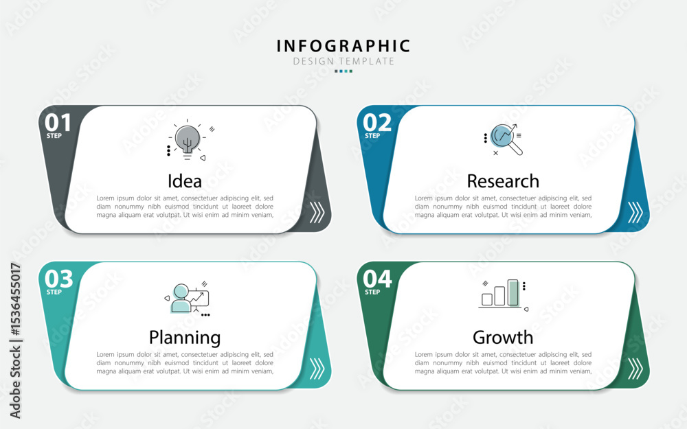 Aufkleber Infographic template 4 Step timeline journey isolated background, Data visualization flat simple design. presentation graph. Business timeline creator 4 options, vector illustration.