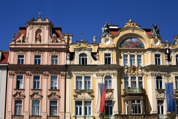 The art nouveau architecture of the Ministerstvo palace, Prague, Czech Republic