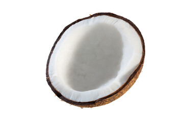 Whole and half coconut with white interior
