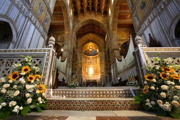 Obraz premium Interior of Monreale abbey, Palermo, Italy