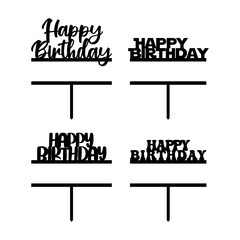 Happy Birthday Cake Topper Designs Set