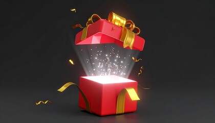 Open gift box with magical light