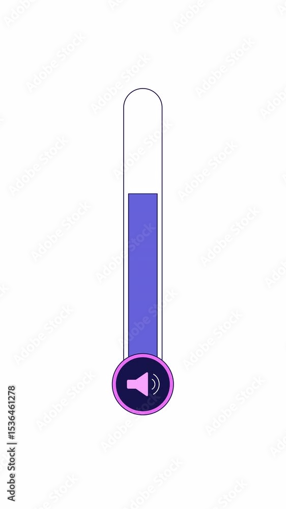 Poster audio volume slider 2d cartoon vertical animation. ui element. sound control. digital interface. med