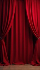 Deep red stage curtain, heavy folds, elegant folds , play, concert, burgundy