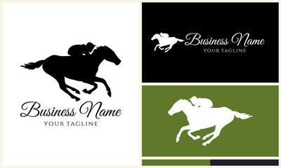 Horse Racing Logo Silhouettes.