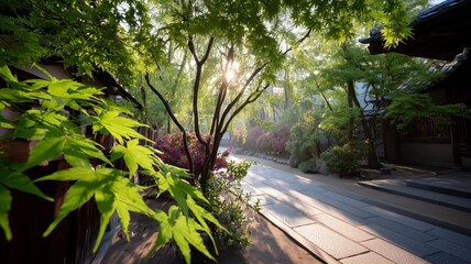 stone-paved street in the heart of Kyoto