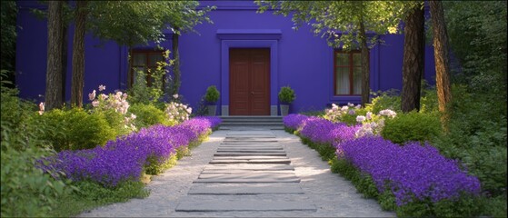 Purple House with Lavender Garden Path