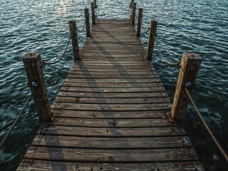Rustic Island Dock Lit by Golden Hour Light