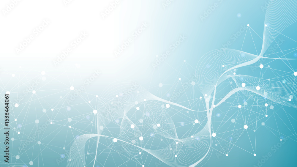 Poster geometric abstract background with connected line and dots. structure molecule and communication. bi