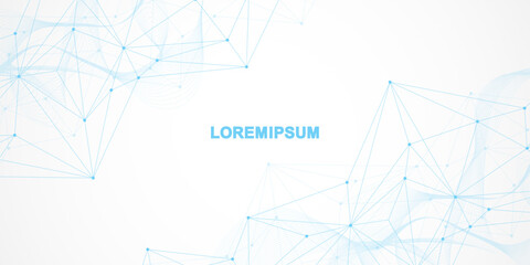 Global network connection website header or banner design. Abstract background with connecting dots and lines. Global business. Social network communication. Internet technology. Vector illustration