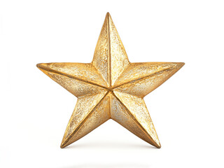 Five point gold color star. Isolated on white background.