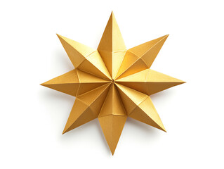 Eight point gold color star. Isolated on white background.