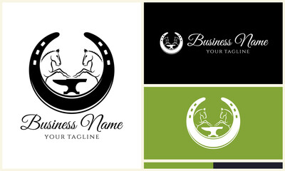 Horseshoe Logo with Horses  Anvil.