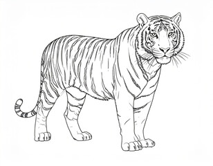 Sketch image for coloring tiger picture